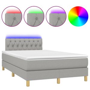 vidaXL Sommier &agrave; lattes de lit matelas LED gris clair 120x190 cm tissu