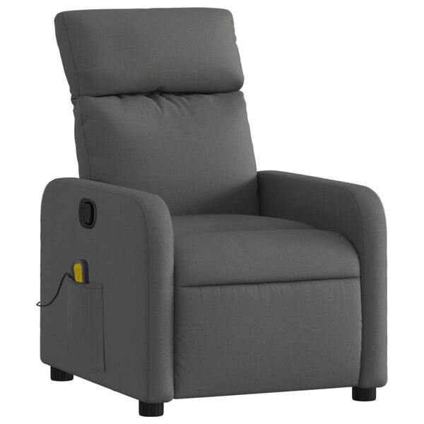 vidaXL Fauteuil inclinable de massage en tissu gris foncé