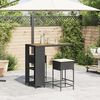 vidaXL Ensemble de bar de jardin 3 pcs avec coussins noir poly rotin