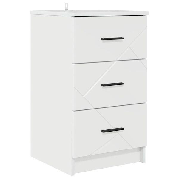 vidaXL Cabinet de chevet avec tiroir Blanc brillant 38 x 38 x 66 cm
