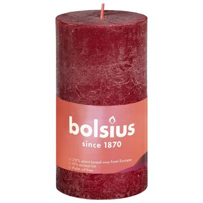 Bolsius Bougies pilier rustiques Shine 8 pcs 100x50 mm Rouge velours