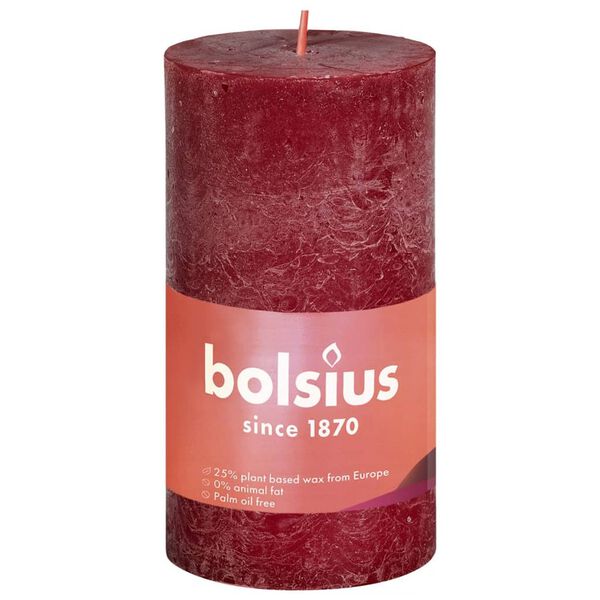 Bolsius Bougies pilier rustiques Shine 8 pcs 100x50 mm Rouge velours