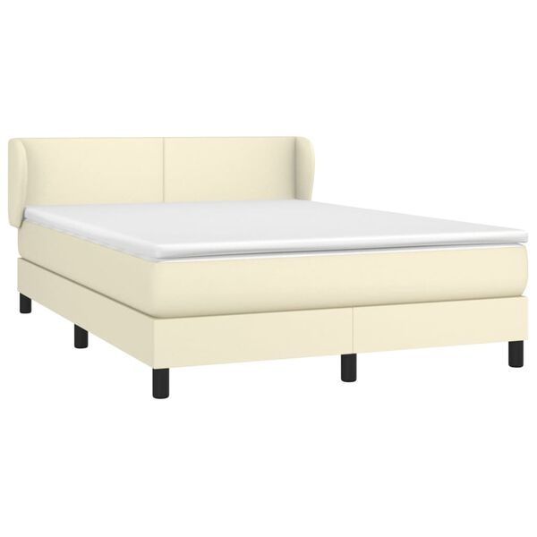 vidaXL Sommier &agrave; lattes de lit avec matelas Cr&egrave;me 140x190cm Similicuir