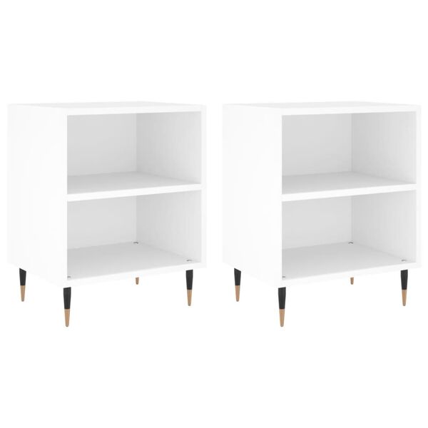 vidaXL Tables de chevet 2 pcs blanc 40x30x50 cm bois d'ing&eacute;nierie