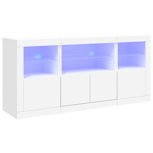 vidaXL Buffet avec lumi&egrave;res LED blanc 142,5x37x67 cm