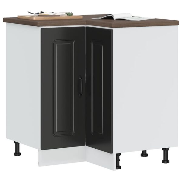 vidaXL Armoire d'angle de cuisine Kalmar noir bois d'ing&eacute;nierie