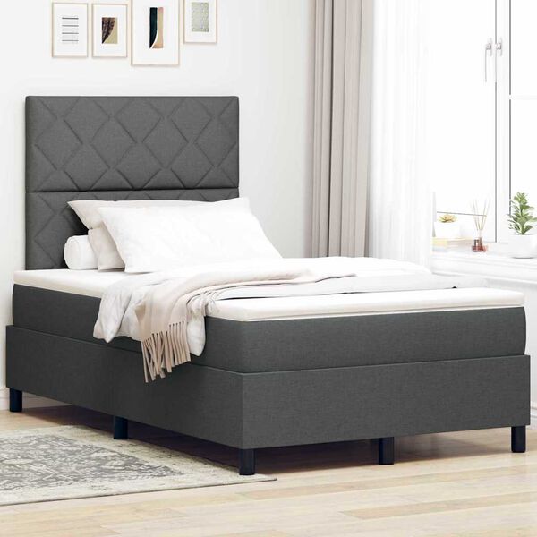 vidaXL Lit &agrave; ressorts avec matelas Gris fonc&eacute; 120 x 200 cm tissu