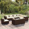 vidaXL Salon de jardin 9 pcs avec coussins R&eacute;sine tress&eacute;e Marron