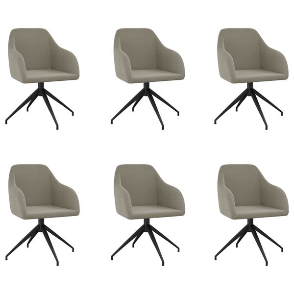 vidaXL Chaises &agrave; manger lot de 6 gris clair velours