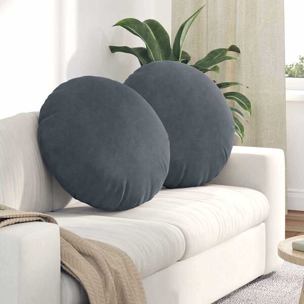vidaXL Coussins de siège 2 pcs Gris foncé Ø 40 x 13 cm Velours