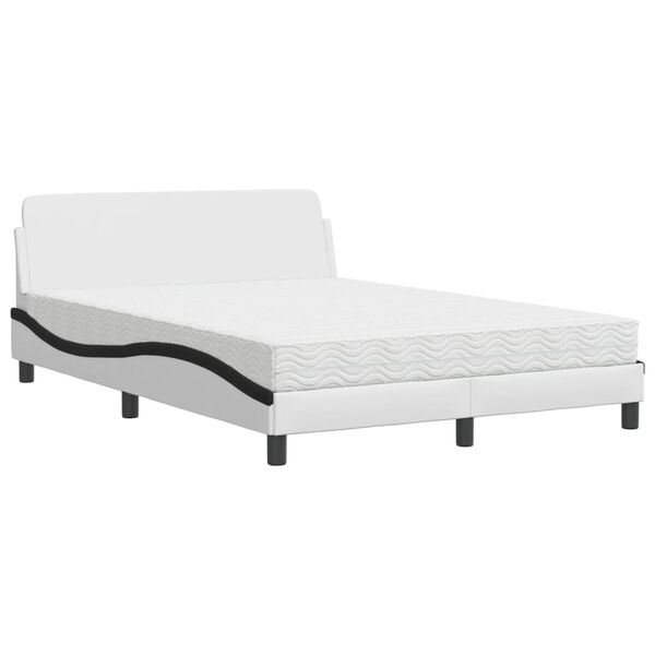 vidaXL Lit avec matelas Dover blanc et noir 120x200 cm similicuir