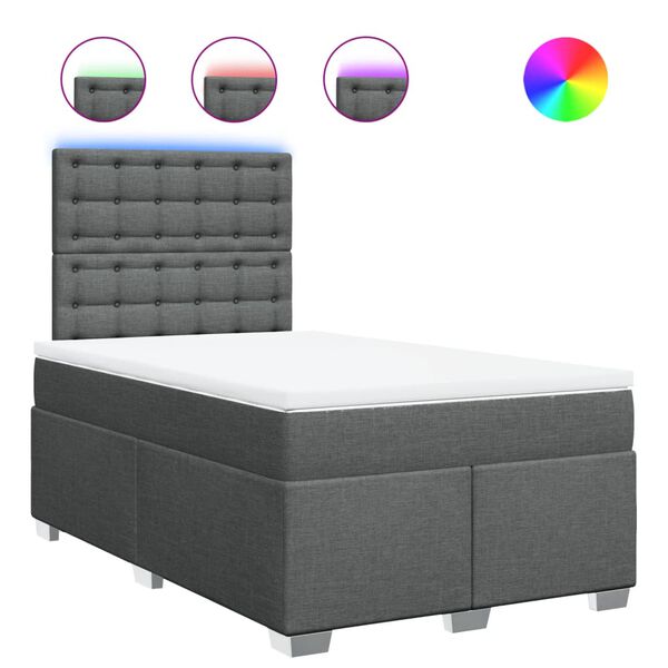 vidaXL Sommier &agrave; lattes de lit avec matelas gris fonc&eacute; 120x190cm tissu