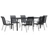 vidaXL Ensemble &agrave; manger de jardin 7 pcs noir textil&egrave;ne et acier
