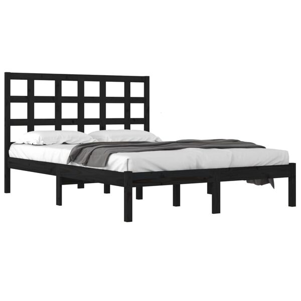 vidaXL Cadre de lit sans matelas noir 200x200 cm bois massif