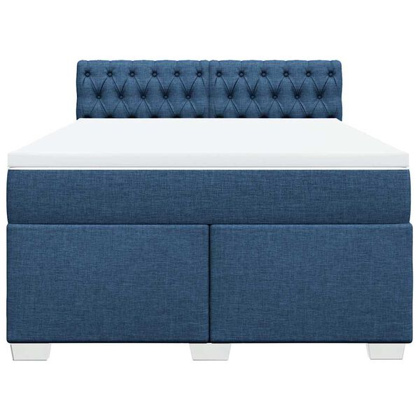 vidaXL Sommier &agrave; lattes de lit avec matelas Bleu 140x190 cm Tissu