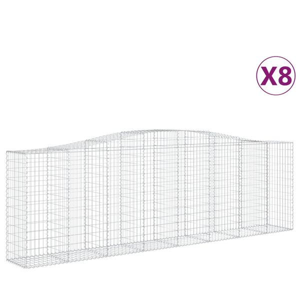 vidaXL Paniers à gabions arqués 8 pcs 400x50x120/140 cm Fer galvanisé
