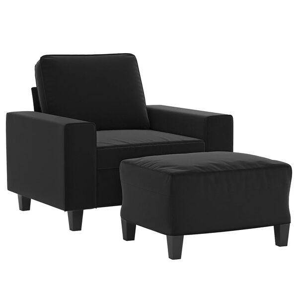 vidaXL Fauteuil avec repose-pied Noir 60 cm Tissu microfibre