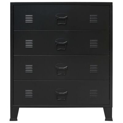 vidaXL Commode à tiroirs Métal Style Industriel 78 x 40 x 93 cm Noir