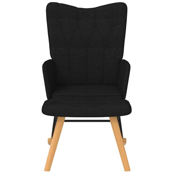 vidaXL Chaise &agrave; bascule avec repose-pied Noir Tissu