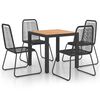 vidaXL Ensemble &agrave; manger de jardin 5pcs PVC r&eacute;sine tress&eacute;e noir marron