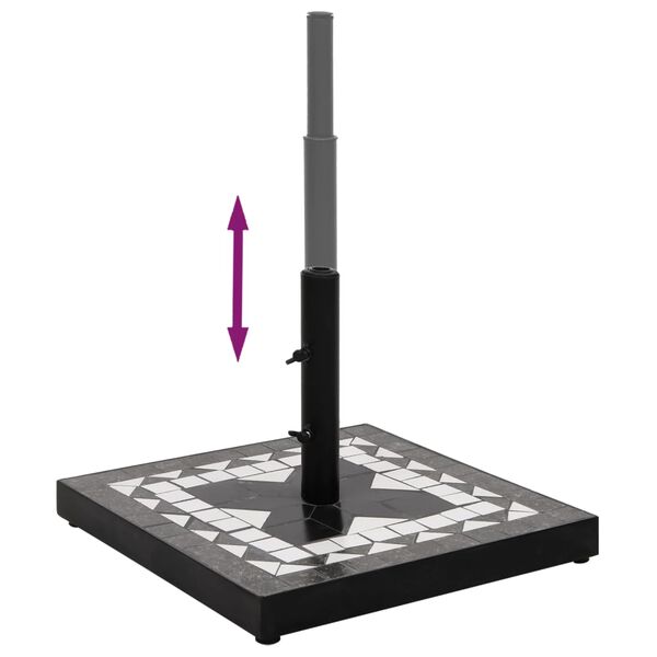 vidaXL Base de parasol noir et blanc carr&eacute; 12 kg