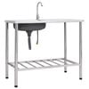 vidaXL &Eacute;vier de camping Seul lavabo avec robinet Acier inoxydable