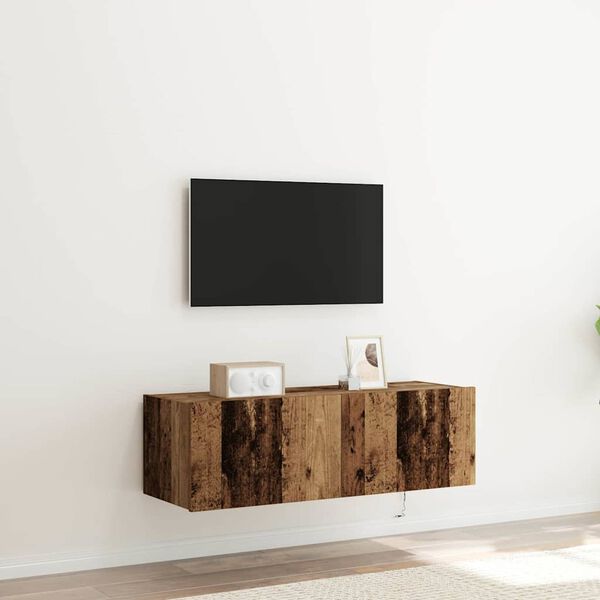 vidaXL Meuble TV mural 2 pcs Bois Ancien 100 x 35 x 31 cm