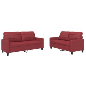 vidaXL Ensemble de canap&eacute;s 2 pcs et coussins Rouge bordeaux Similicuir