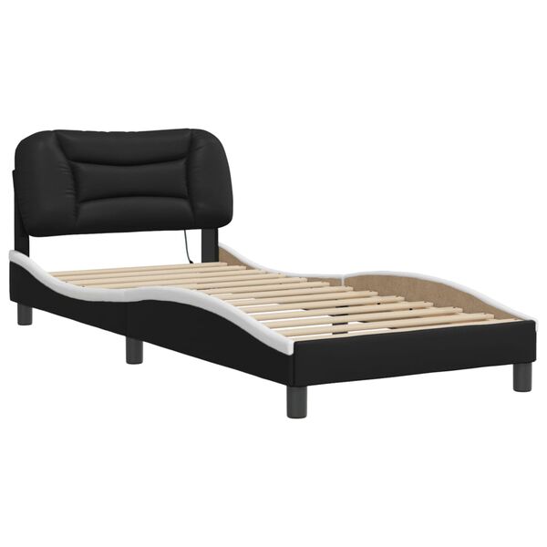 vidaXL Cadre de lit avec LED sans matelas Hvar noir et blanc 90x190 cm
