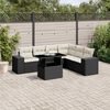 vidaXL Salon de jardin 7 pcs avec coussins noir r&eacute;sine tress&eacute;e