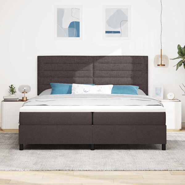 vidaXL Lit &agrave; ressorts avec matelas Marron fonc&eacute; 200 x 200 cm tissu