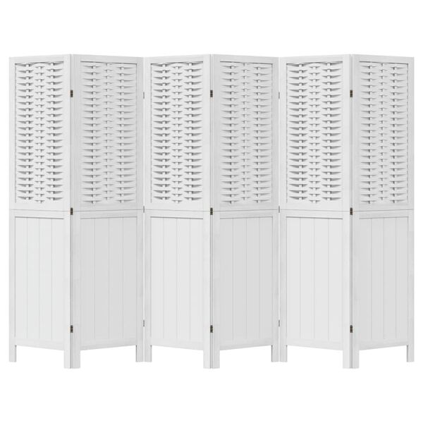 vidaXL Cloison de s&eacute;paration 6 panneaux blanc bois de paulownia massif