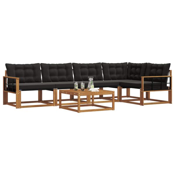 vidaXL Ensemble de canap&eacute;s d'ext&eacute;rieur 6 pcs Naturel et Noir