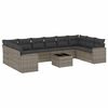 vidaXL Salon de jardin 11 pcs avec coussins gris r&eacute;sine tress&eacute;e