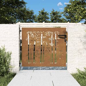 vidaXL Portail de jardin 85x75 cm acier corten design de bambou