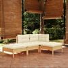 vidaXL Salon de jardin 4 pcs avec coussins cr&egrave;me Bois de pin massif