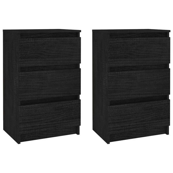 vidaXL Tables de chevet 2 pcs Noir 40x29,5x64 cm Bois de pin solide