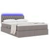 vidaXL Lit avec rangement et LED avec matelas Taupe 140 x 200 cm tissu