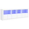 vidaXL Buffet avec lumi&egrave;res LED blanc 202x37x67 cm