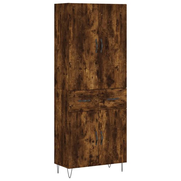 vidaXL Buffet haut Ch&ecirc;ne fum&eacute; 69,5x34x180 cm Bois d'ing&eacute;nierie