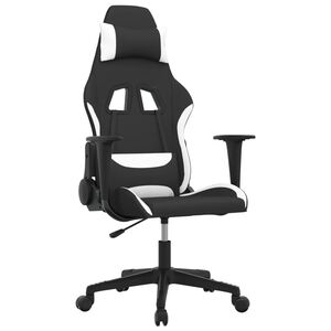vidaXL Chaise de jeu Noir et blanc Tissu