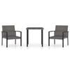 vidaXL Ensemble &agrave; manger de jardin 3 pcs R&eacute;sine tress&eacute;e Gris