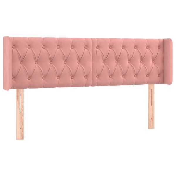 vidaXL T&ecirc;te de lit avec oreilles Rose 163x16x78/88 cm Velours