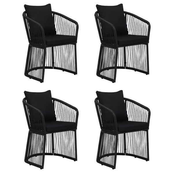 vidaXL Ensemble à manger de jardin avec coussins 5 pcs Noir