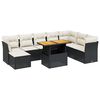 vidaXL Salon de jardin 9 pcs avec coussins noir r&eacute;sine tress&eacute;e