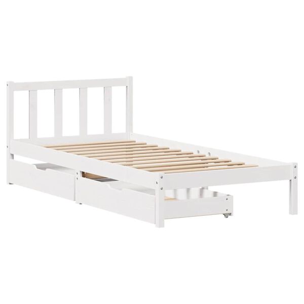 vidaXL Cadre de lit sans matelas blanc 90x190 cm bois de pin massif