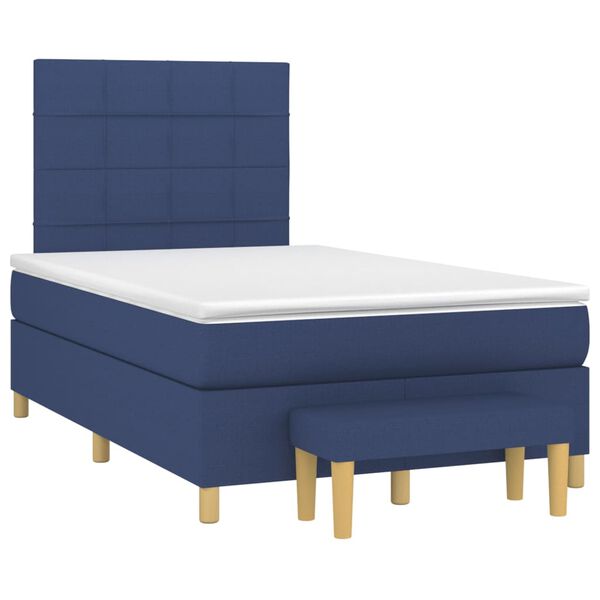 vidaXL Sommier &agrave; lattes de lit avec matelas Bleu 120x200 cm Tissu