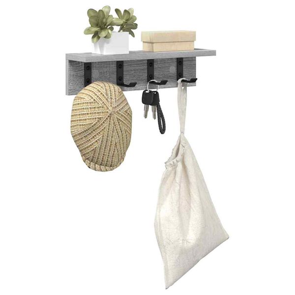 vidaXL Porte-manteau mural Gris Sonoma 40 x 10,5 x 10,5 cm