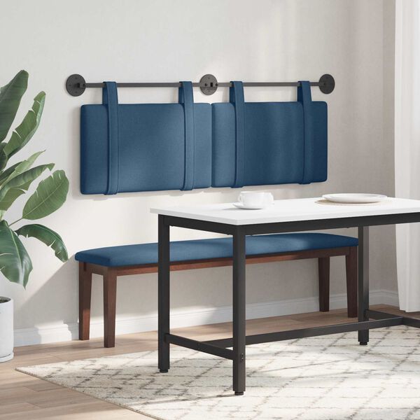 vidaXL T&ecirc;te de lit suspendue Montage mural Bleu 150 x 55 x 5 cm tissu