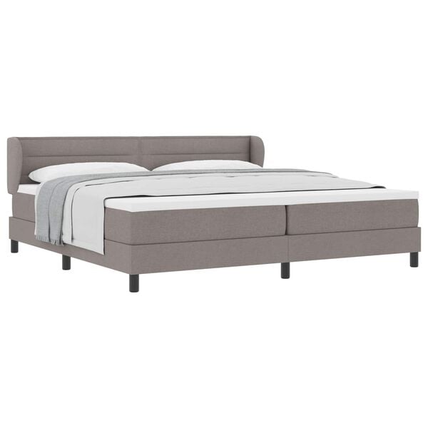 vidaXL Lit &agrave; ressorts avec matelas Taupe 200 x 200 cm tissu